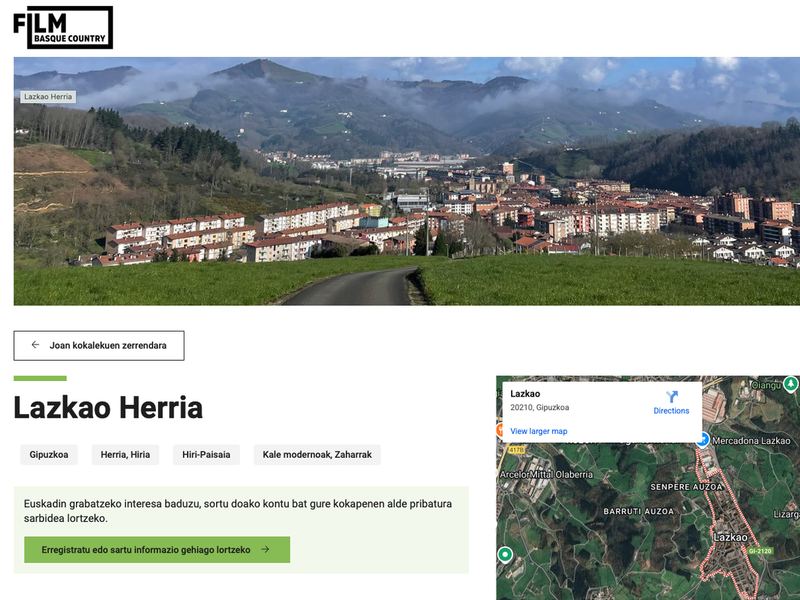 Lazkao pone a disposición sus localizaciones para producciones audiovisuales a través de la plataforma Film Basque Country