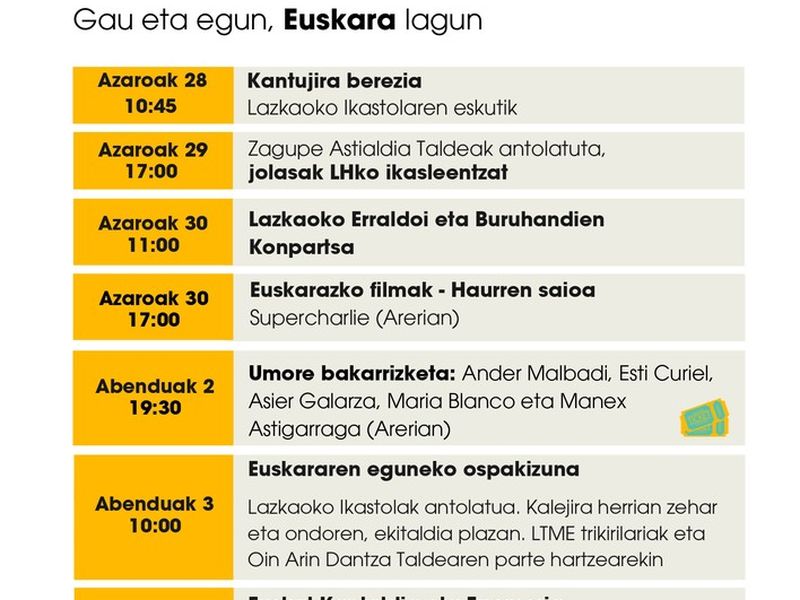 Lazkao celebrará el Día Internacional del Euskera con actividades especiales