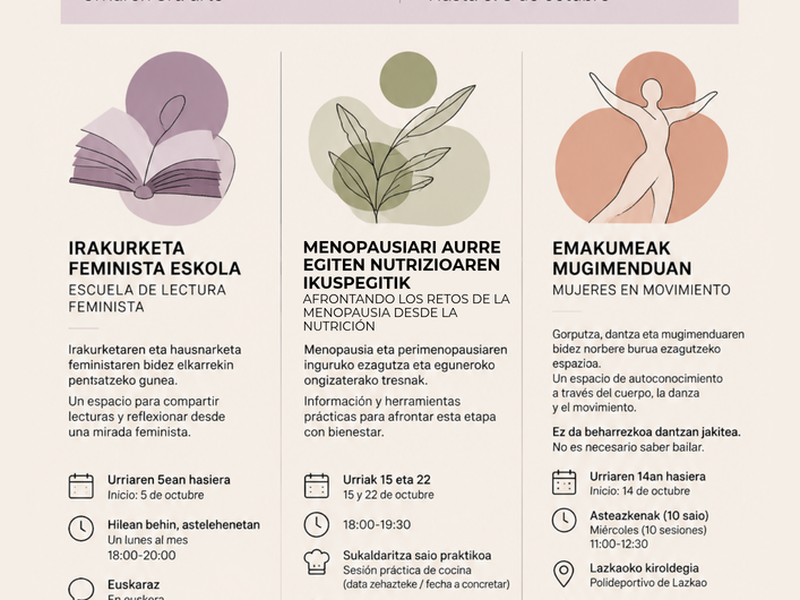 Abierto el plazo de inscripción para los cursos de la Escuela de Empoderamiento Feminista de Lazkao